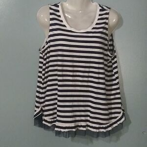 Lord and taylor stripe tank with tule ruffle